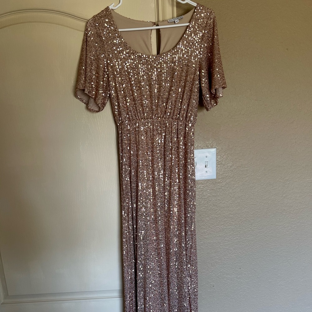 Rose gold maxi sequin dress from BALTIC BORN